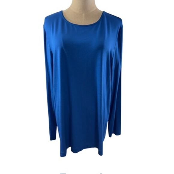 NWT!! Chicos , Royal Blue, Ulitmate tee, Long Sleeve, Size XL,Cottage Core,Ocean - Picture 1 of 11